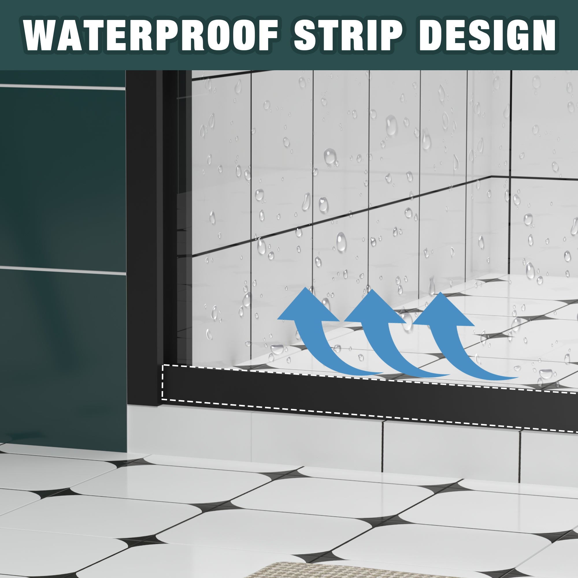 44–48 in. x 76 in. Double Sliding Shower Door, Matte Black Aluminum Frame with 6mm Clear Tempered Glass - Luciddepot