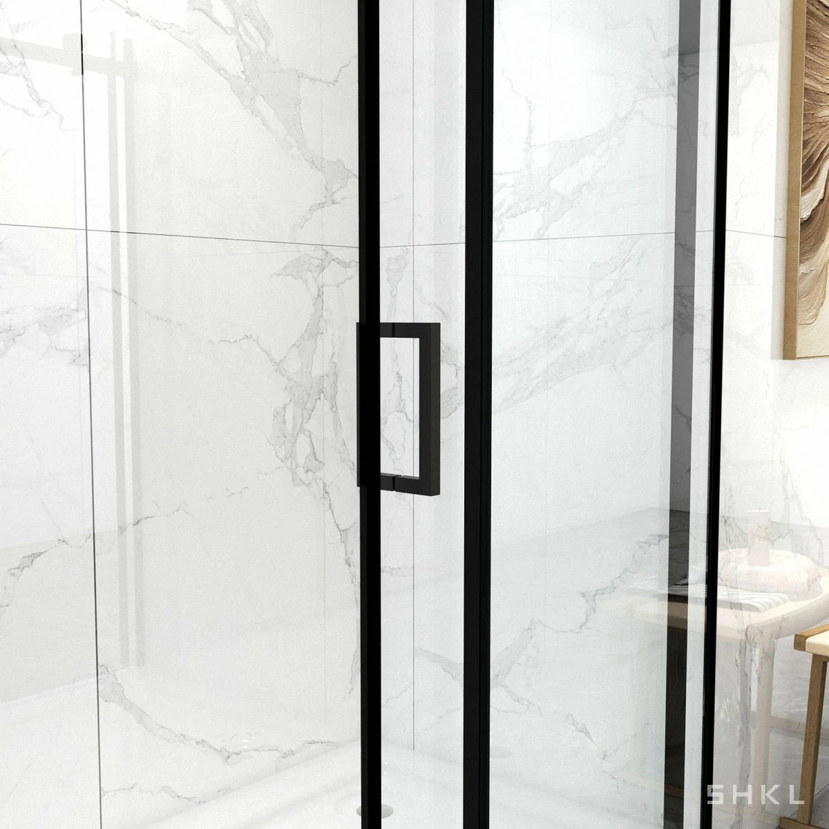 56"-60"W x 70"H Frameless Sliding Shower Door, with 5/16"(8mm) Thick Tempered Glass, Matte Black Finished With Buffer - Luciddepo