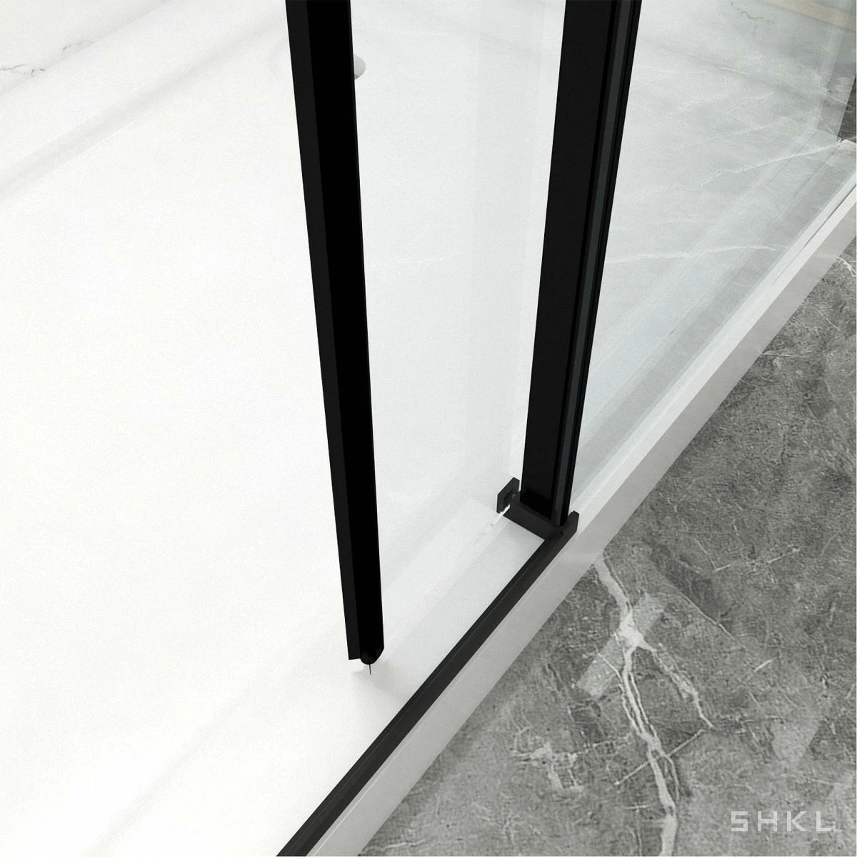 56"-60"W x 70"H Frameless Sliding Shower Door, with 5/16"(8mm) Thick Tempered Glass, Matte Black Finished With Buffer - Luciddepo