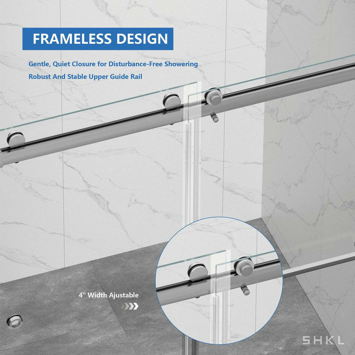 55-59" x 72" Frameless Double Sliding Shower Door, 5/16"(8mm) Premium Tempered Glass, Brushed Nickel - Luciddepo
