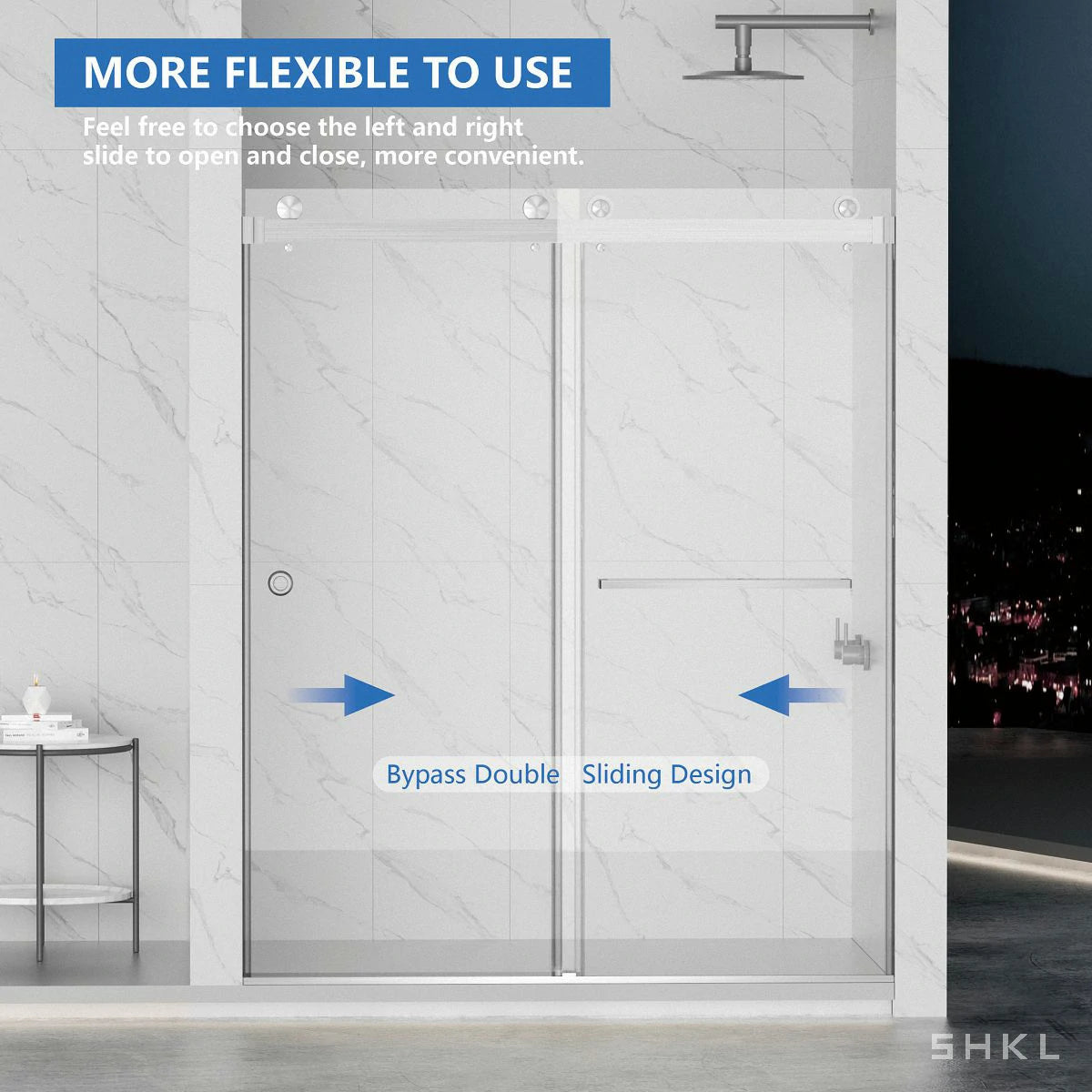 55-59" x 72" Frameless Double Sliding Shower Door, 5/16"(8mm) Premium Tempered Glass, Brushed Nickel - Luciddepo