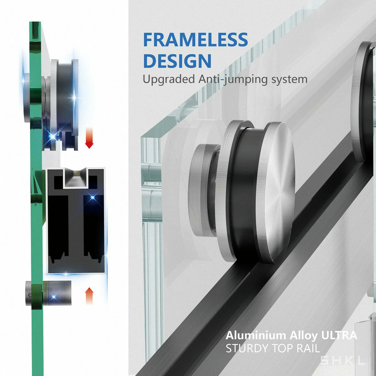 55-59" x 72" Frameless Double Sliding Shower Door, 5/16"(8mm) Premium Tempered Glass, Brushed Nickel - Luciddepo