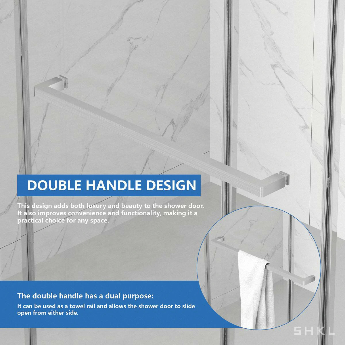 55-59" x 72" Frameless Double Sliding Shower Door, 5/16"(8mm) Premium Tempered Glass, Brushed Nickel - Luciddepo
