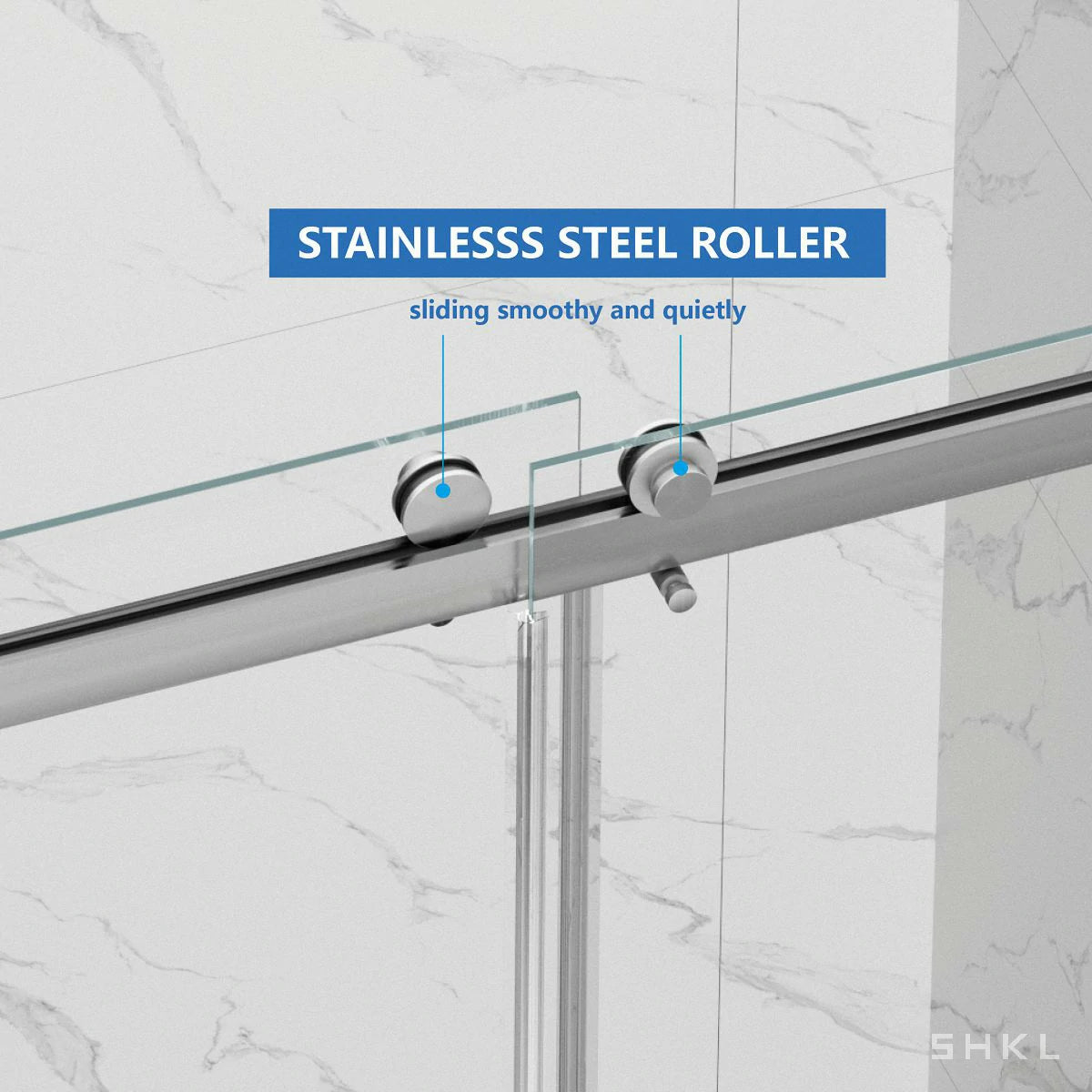 55-59" x 72" Frameless Double Sliding Shower Door, 5/16"(8mm) Premium Tempered Glass, Brushed Nickel - Luciddepo