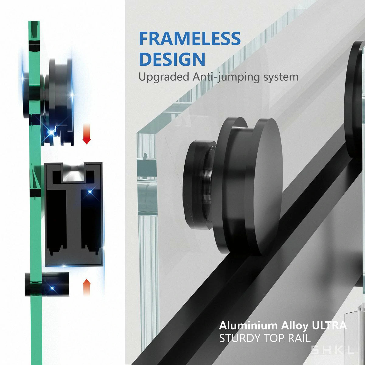 55-59" x 72" Frameless Double Sliding Shower Door,5/16"(8mm) Premium Tempered Glass, Matte Black - Luciddepo