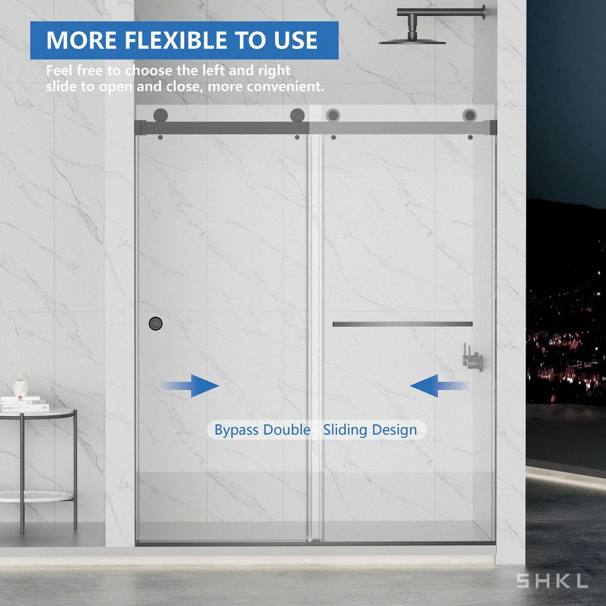 55-59" x 72" Frameless Double Sliding Shower Door,5/16"(8mm) Premium Tempered Glass, Matte Black - Luciddepo