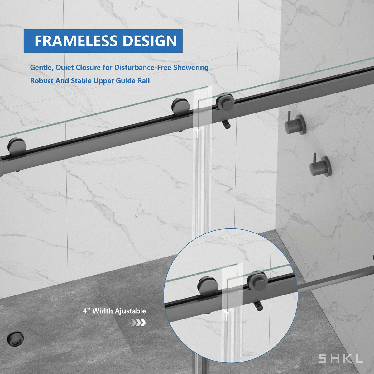 55-59" x 72" Frameless Double Sliding Shower Door,5/16"(8mm) Premium Tempered Glass, Matte Black - Luciddepo