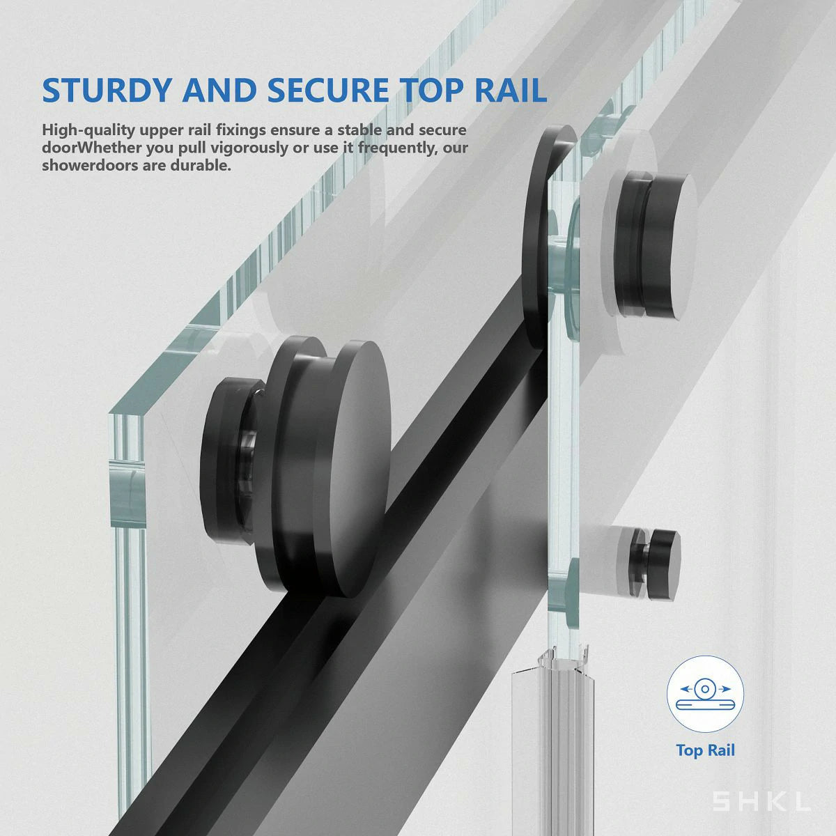 55-59" x 72" Frameless Double Sliding Shower Door,5/16"(8mm) Premium Tempered Glass, Matte Black - Luciddepo
