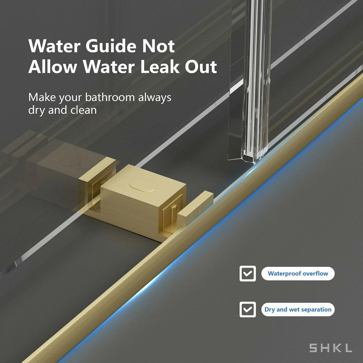 55-59" x 72" Frameless Double Sliding Shower Door, 5/16"(8mm) Tempered Glass, Brushed Gold - Luciddepo