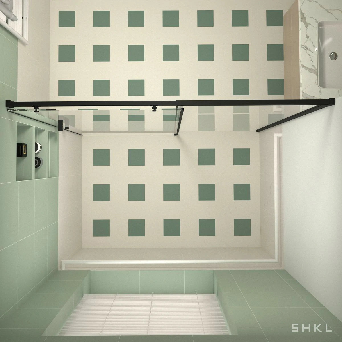 56-60" W x 74" H Semi-Frameless Sliding Shower Door, 1/4" (6mm) Clear SGCC Tempered Glass, Matte Black Finished - Luciddepo