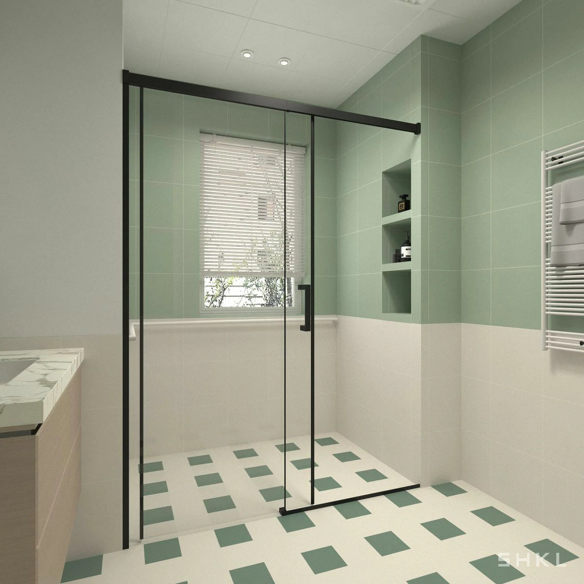 56-60" W x 74" H Semi-Frameless Sliding Shower Door, 1/4" (6mm) Clear SGCC Tempered Glass, Matte Black Finished - Luciddepo