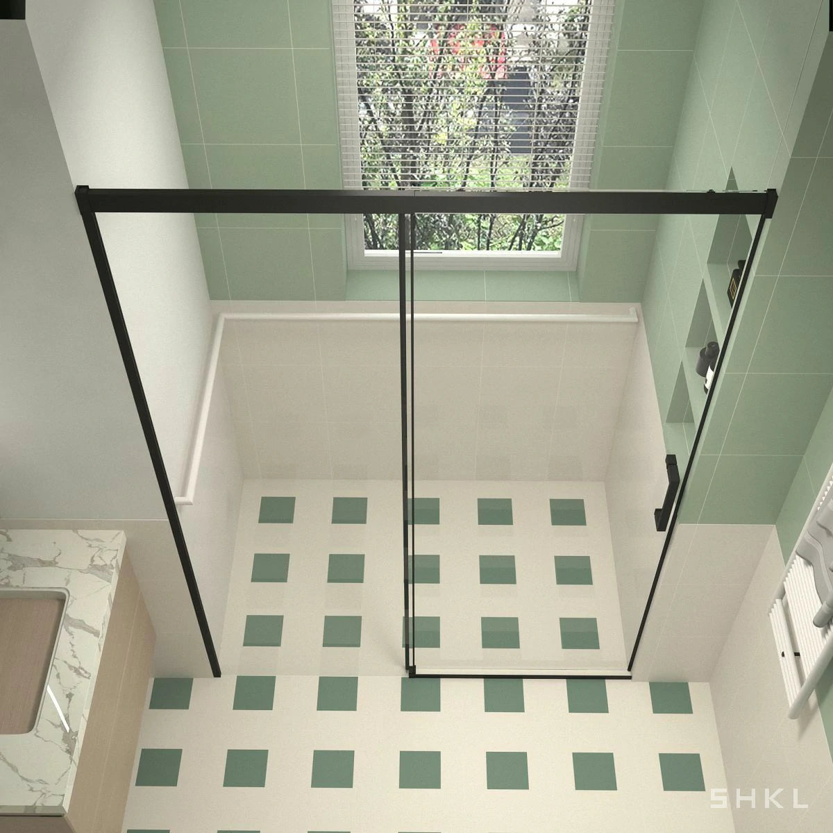 56-60" W x 74" H Semi-Frameless Sliding Shower Door, 1/4" (6mm) Clear SGCC Tempered Glass, Matte Black Finished - Luciddepo