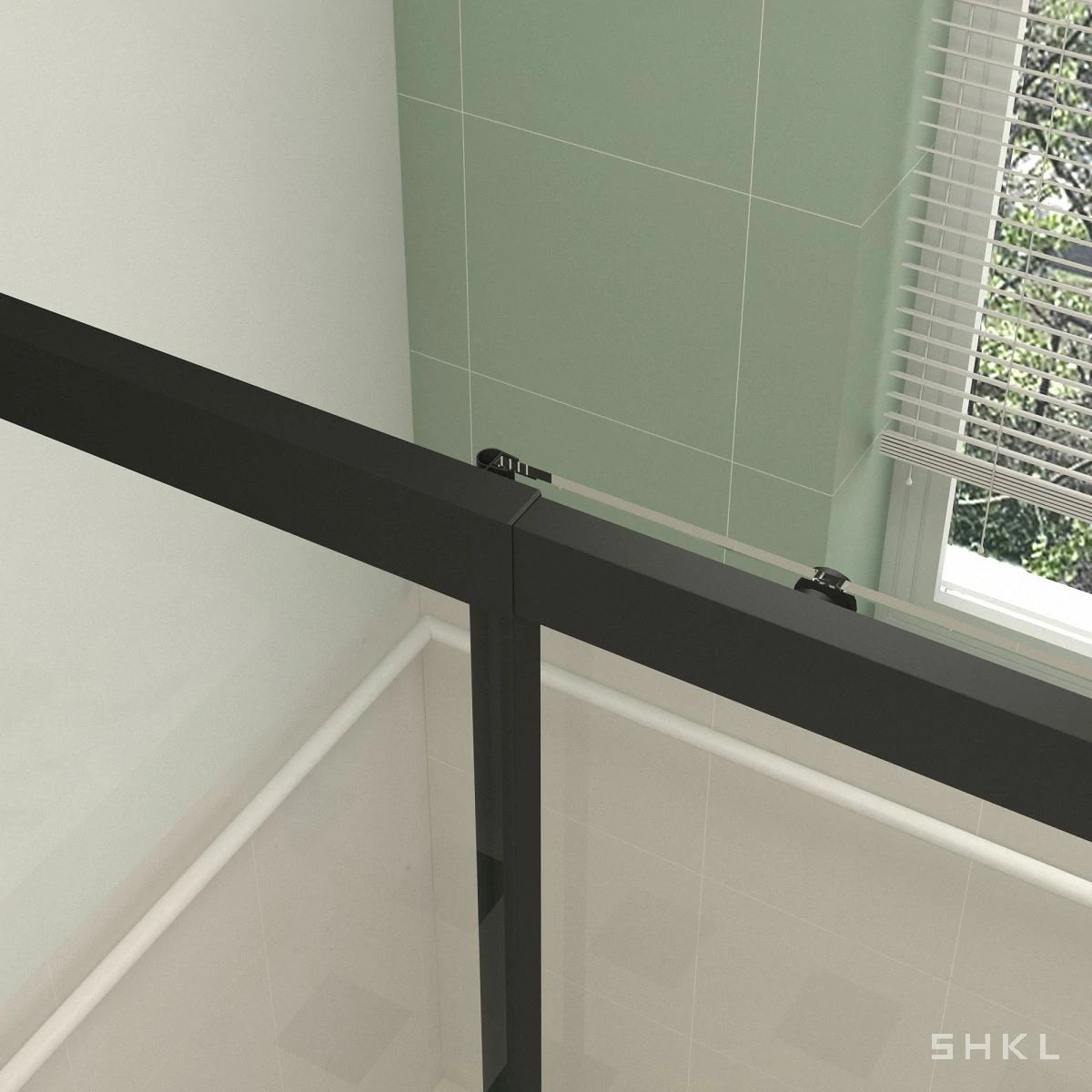 56-60" W x 74" H Semi-Frameless Sliding Shower Door, 1/4" (6mm) Clear SGCC Tempered Glass, Matte Black Finished - Luciddepo