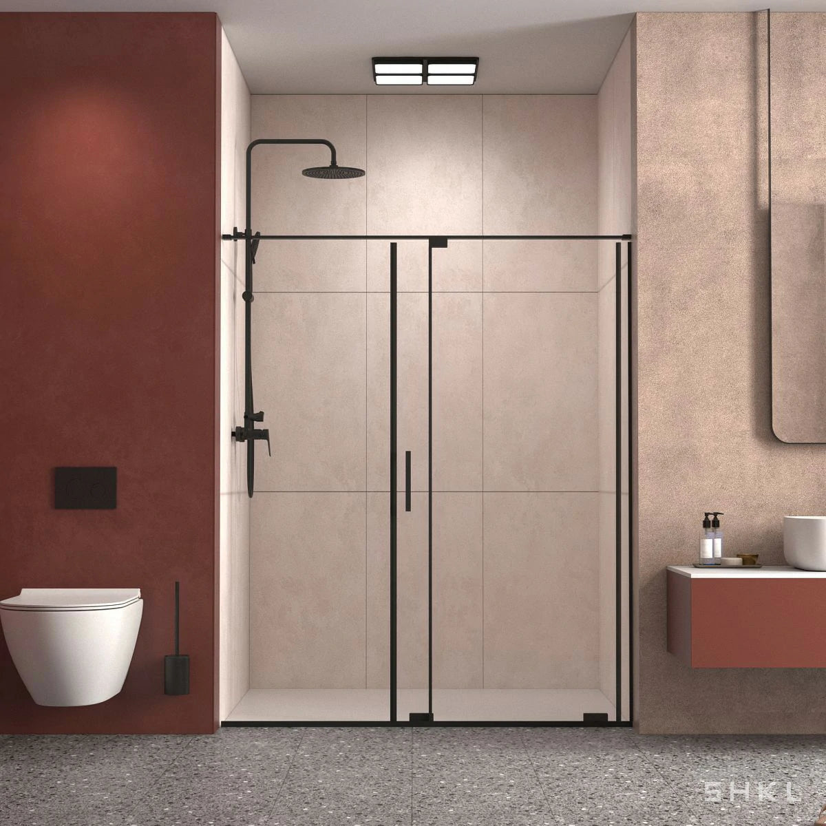 56-60" W x 72" H Semi-Frameless Sliding Shower Door, 5/16"(8mm) Clear SCGG Tempered Glass, Matte Black Finish - Luciddepo