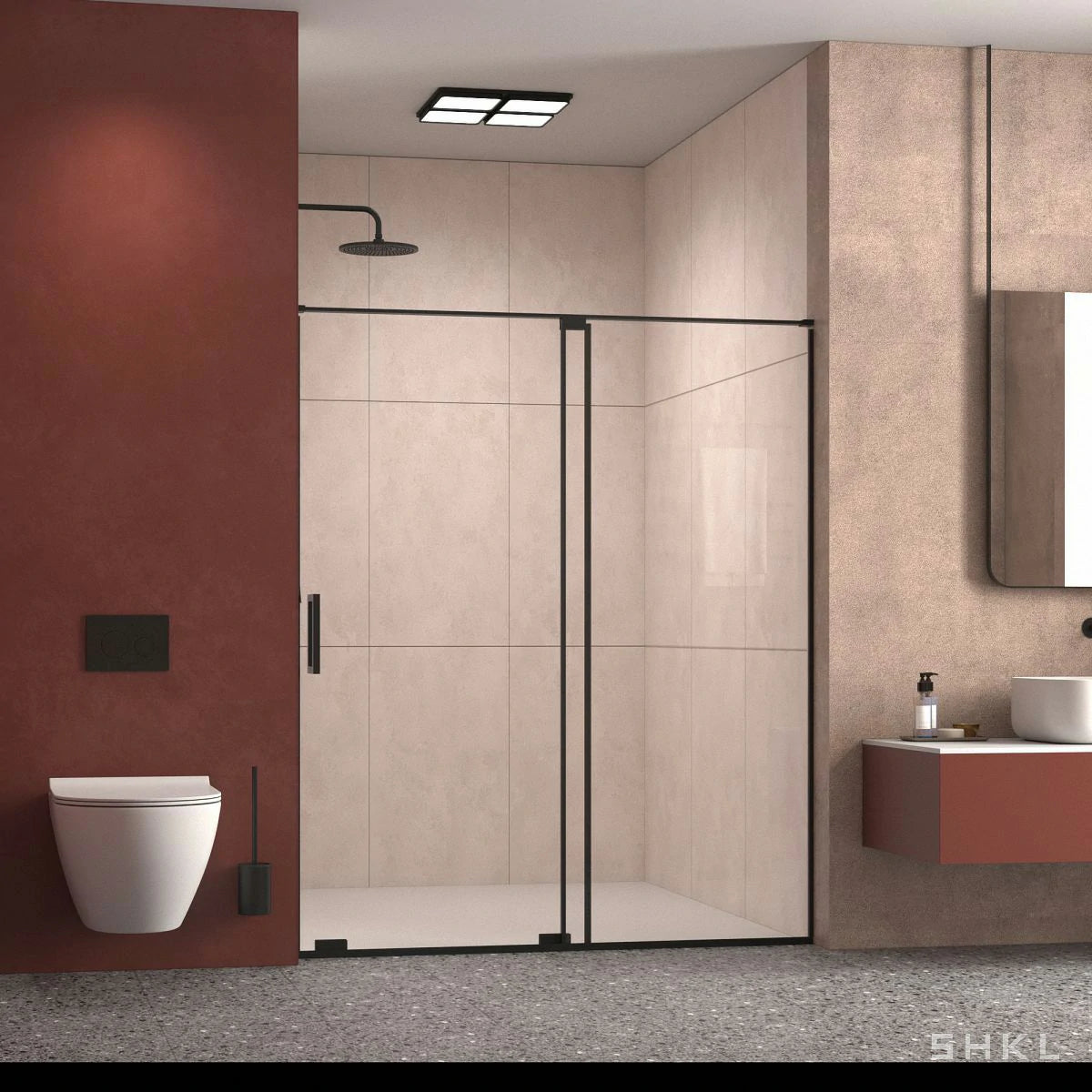 56-60" W x 72" H Semi-Frameless Sliding Shower Door, 5/16"(8mm) Clear SCGG Tempered Glass, Matte Black Finish - Luciddepo