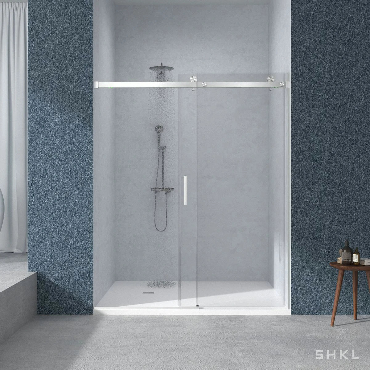 56-60"W x 72"H Frameless Sliding Shower Door, 5/16" (8mm) Thick SGCC Tempered Clear Glass, Brushed Nickel Finished - Luciddepo
