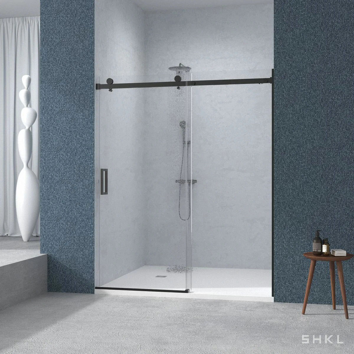 56-60"W x 72"H Frameless Sliding Shower Door, 5/16" (8mm) Thick SGCC Tempered Clear Glass, Matte Black Finished - Luciddepo