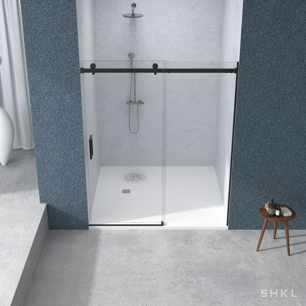 56-60"W x 72"H Frameless Sliding Shower Door, 5/16" (8mm) Thick SGCC Tempered Clear Glass, Matte Black Finished - Luciddepo