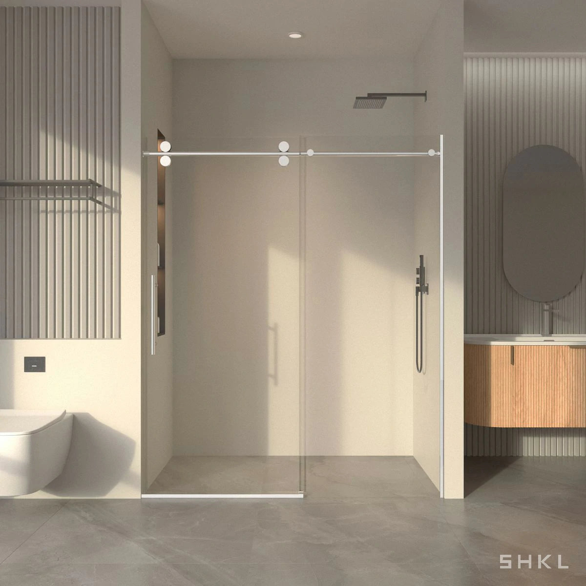 56"-60"W x 72"H Frameless Sliding Shower Door, with Premium 5/16"(8mm) Thick Tempered Glass, Chrome Finished - Luciddepo