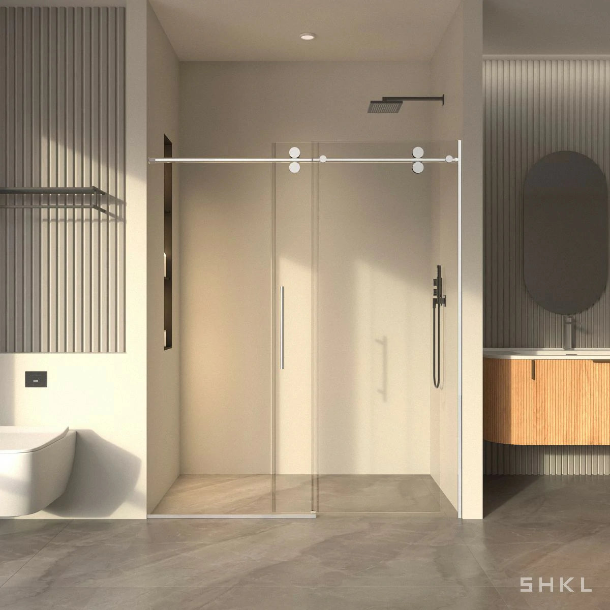 56"-60"W x 72"H Frameless Sliding Shower Door, with Premium 5/16"(8mm) Thick Tempered Glass, Chrome Finished - Luciddepo