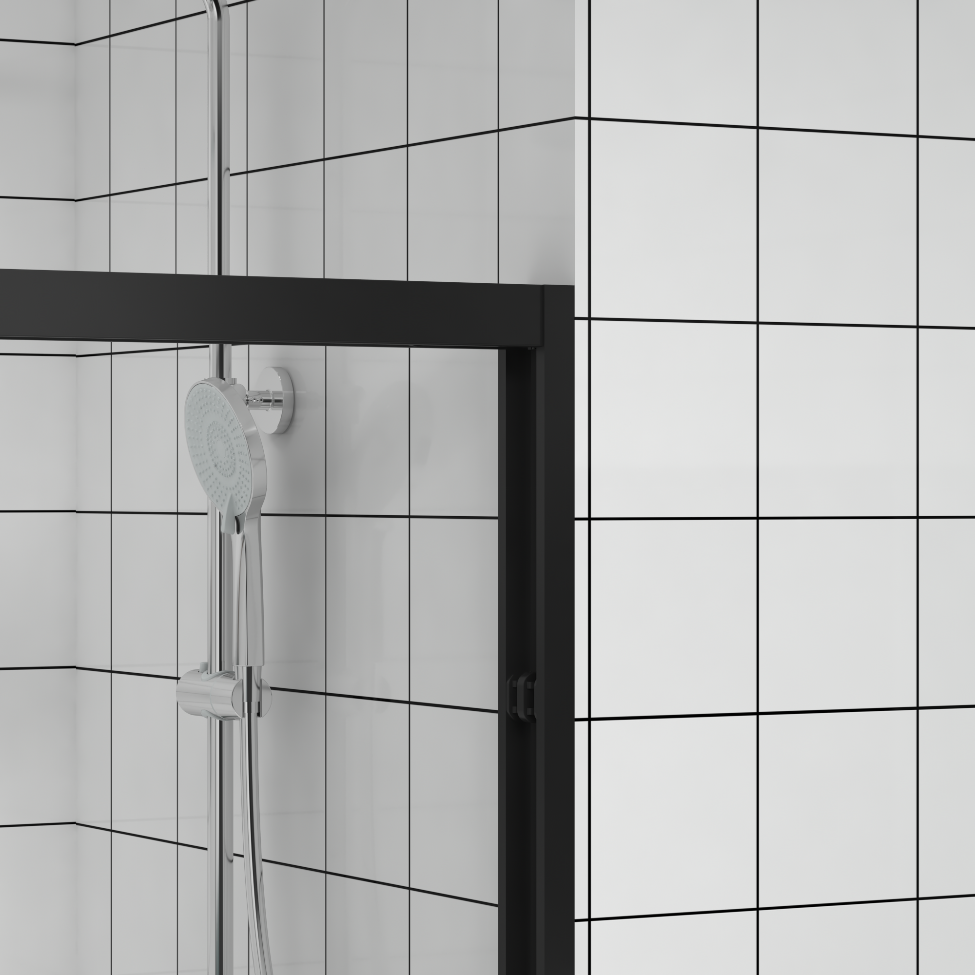 44–48 in. x 76 in. Double Sliding Shower Door, Matte Black Aluminum Frame with 6mm Clear Tempered Glass - Luciddepot