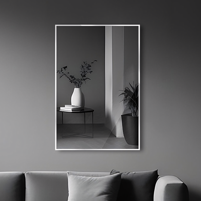 22 x 34 Inches Spectrum Modern Rectangular Bathroom Mirror with Brushed Nickel Stainless Steel Frame Mirror – Wall Mirror for Bathroom Vanity, Over Sink, Living Room, Stylish Design - Luciddepo