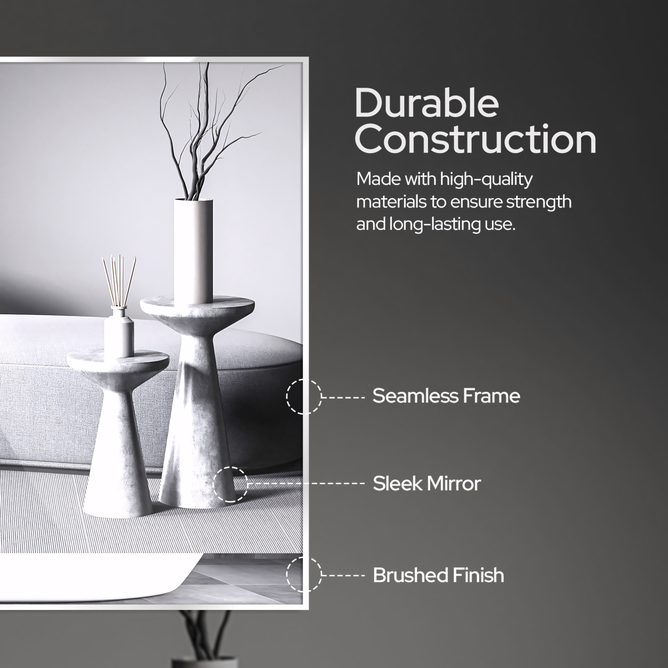 22 x 34 Inches Spectrum Modern Rectangular Bathroom Mirror with Brushed Nickel Stainless Steel Frame Mirror – Wall Mirror for Bathroom Vanity, Over Sink, Living Room, Stylish Design - Luciddepo