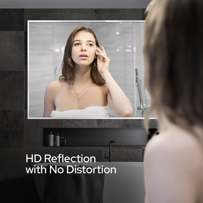 22 x 34 Inches Spectrum Modern Rectangular Bathroom Mirror with Brushed Nickel Stainless Steel Frame Mirror – Wall Mirror for Bathroom Vanity, Over Sink, Living Room, Stylish Design - Luciddepo