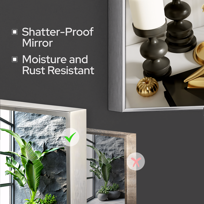 22 x 34 Inches Spectrum Modern Rectangular Bathroom Mirror with Brushed Nickel Stainless Steel Frame Mirror – Wall Mirror for Bathroom Vanity, Over Sink, Living Room, Stylish Design - Luciddepo