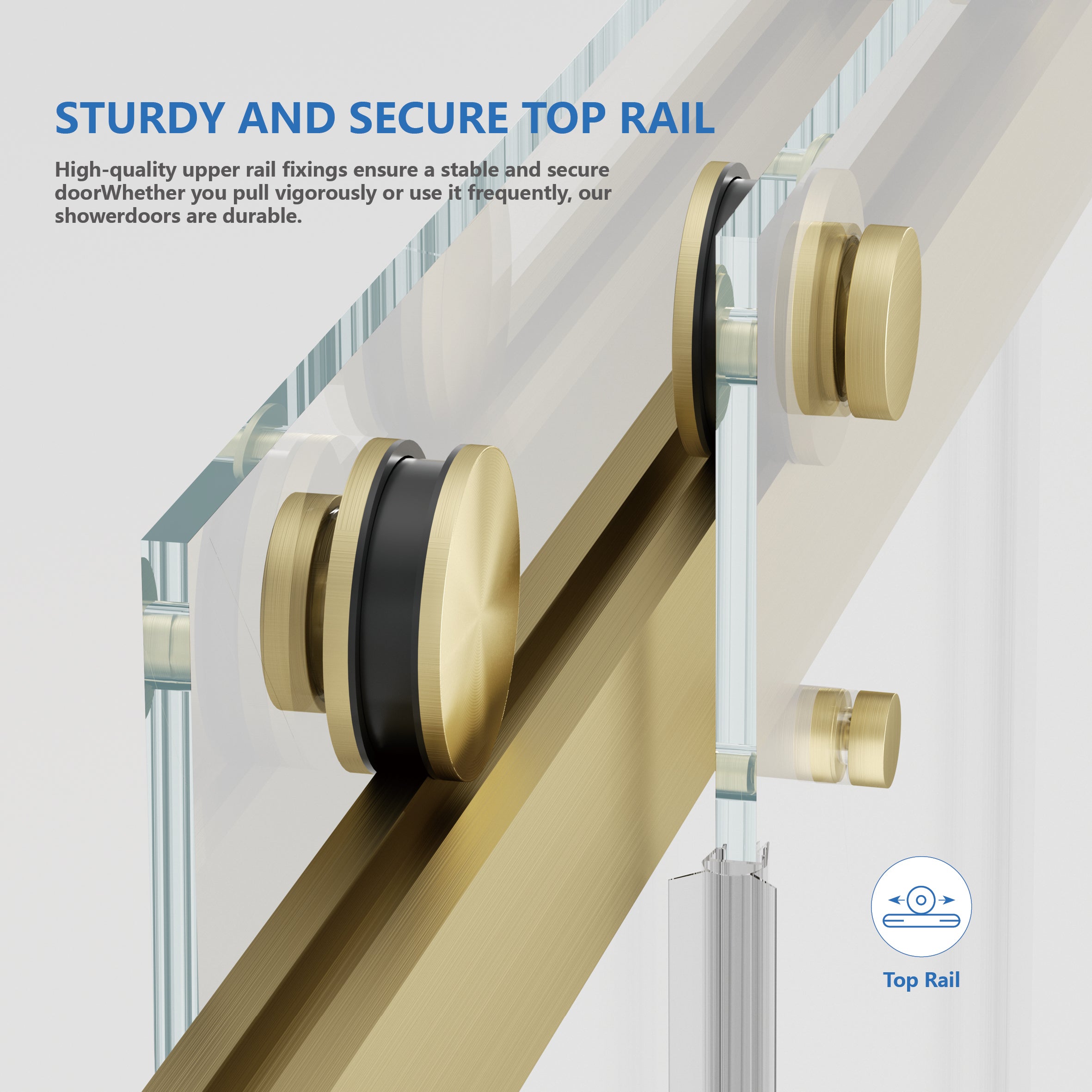 Frameless Double Sliding Shower Door 55"-59"W x 72"H, 8mm Thick SGCC Clear Premium Tempered Glass, Brushed Gold - Luciddepot