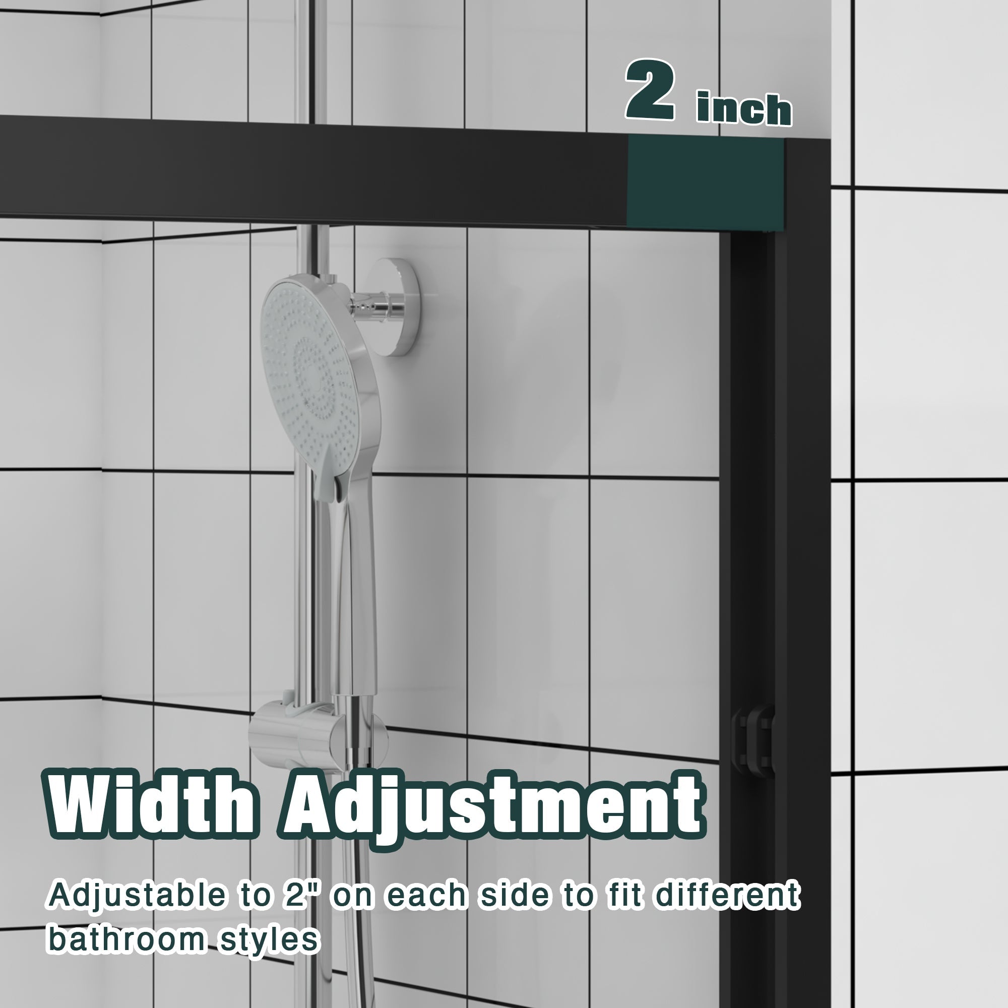 Aluminum Frame Double Sliding Shower Door 44"-48"W x76"H, 6mm Thick SGCC Clear Tempered Glass, Matte Black Finished - Luciddepot