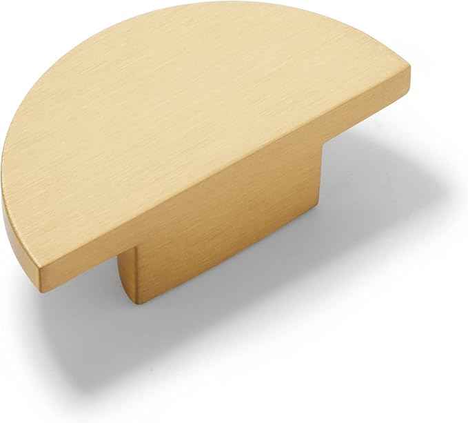 Gold Kitchen Cabinet Knobs, Solid Brass Knobs for Dresser Drawer, Minimalist Bathroom Cabinet Pulls, Modern Furniture Hardware, Brushed Finish (Semicircle/Round/Mushroom/Step) - Luciddepot