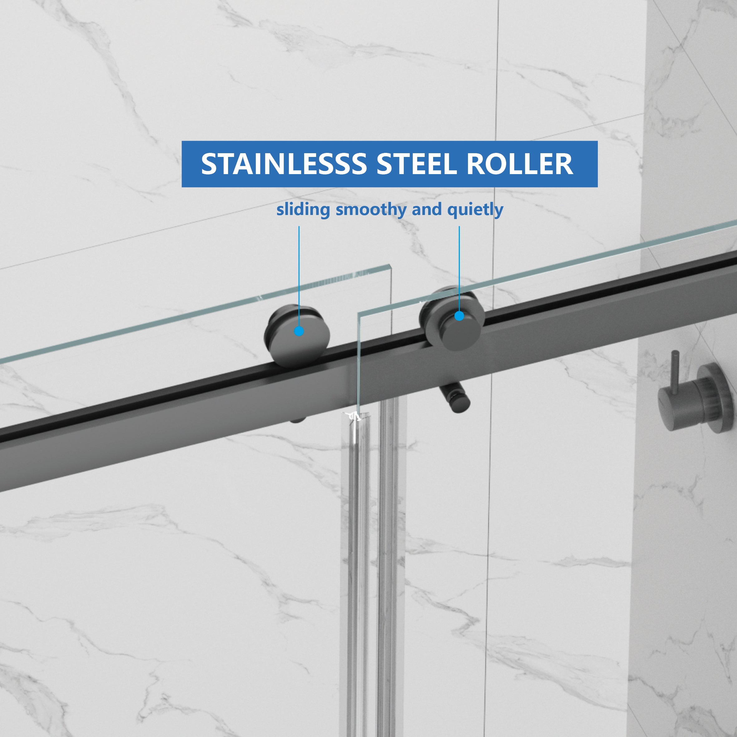 Frameless Double Sliding Shower Door 55"-59"W x 72"H, 8mm Thick SGCC Clear Premium Tempered Glass, Matte Black - Luciddepot