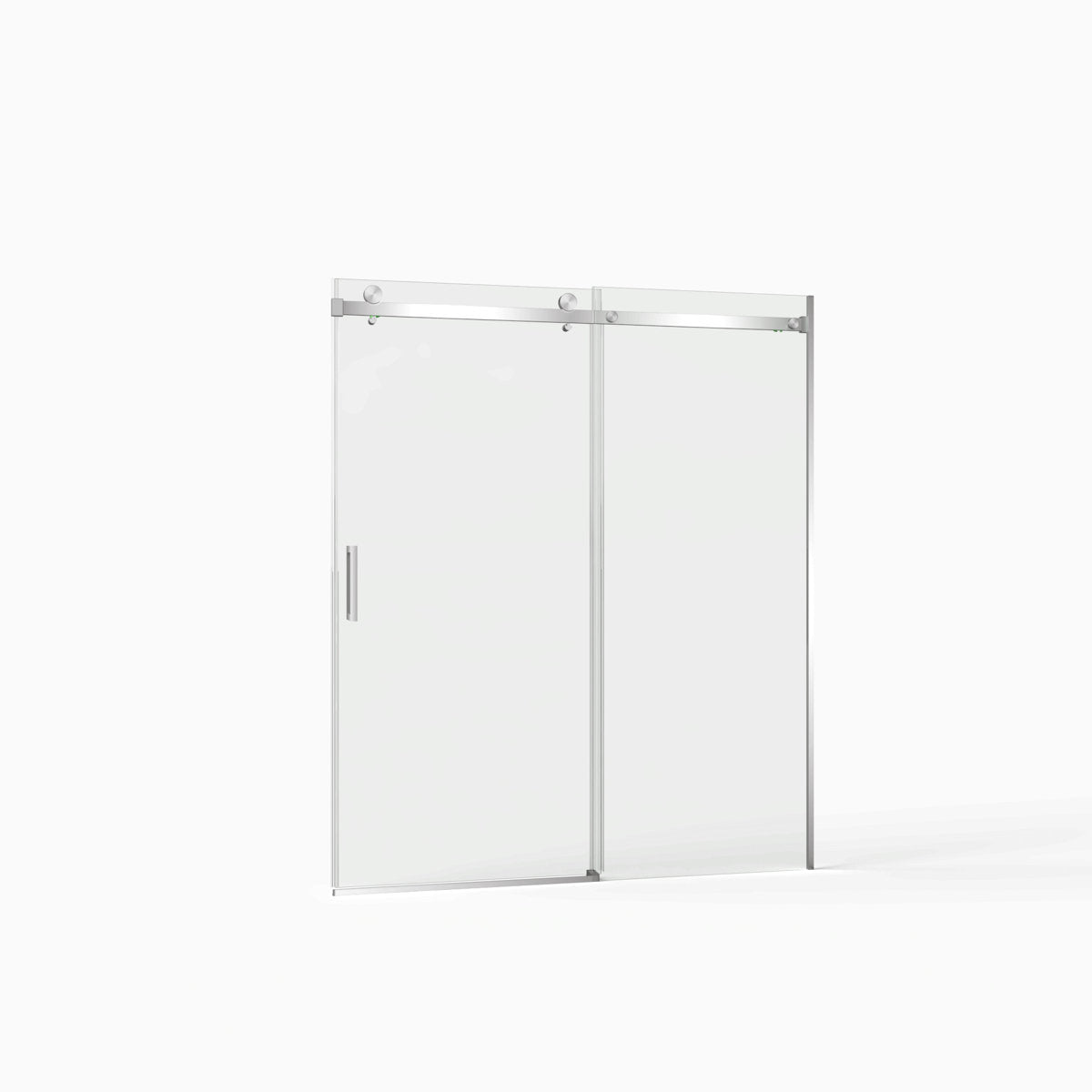 Frameless Double Sliding Shower Door 56"-60"W x 72"H, 8mm Thick SGCC Clear Tempered Glass, Brushed Nickel Finished - Luciddepot