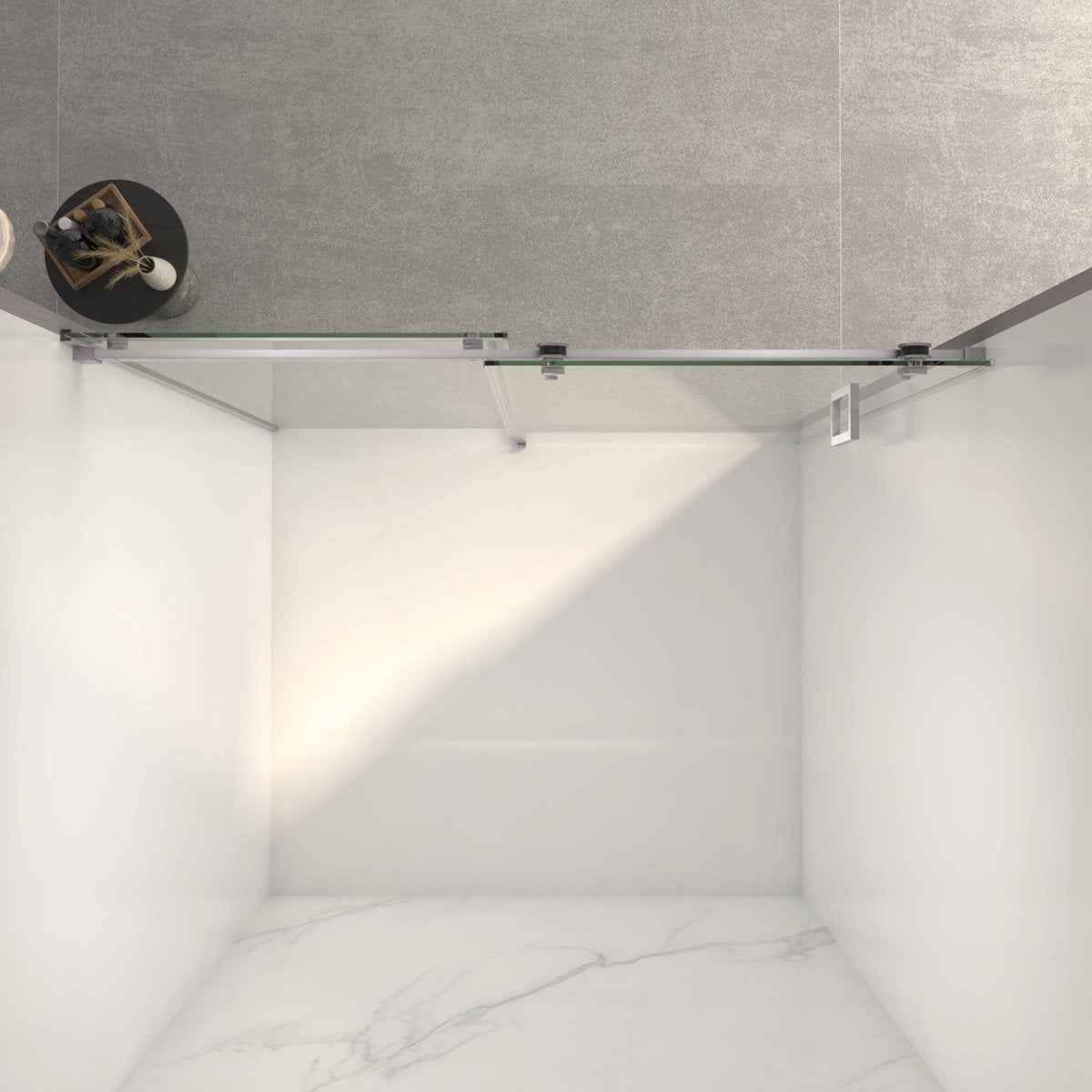 Frameless Double Sliding Shower Door 56"-60"W x 72"H, 8mm Thick SGCC Clear Tempered Glass, Brushed Nickel Finished - Luciddepot