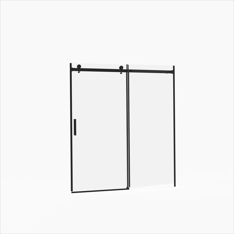 Frameless Double Sliding Shower Door 56"-60"W x 72"H, 8mm Thick SGCC Clear Tempered Glass, Matte Black Finished - Luciddepot