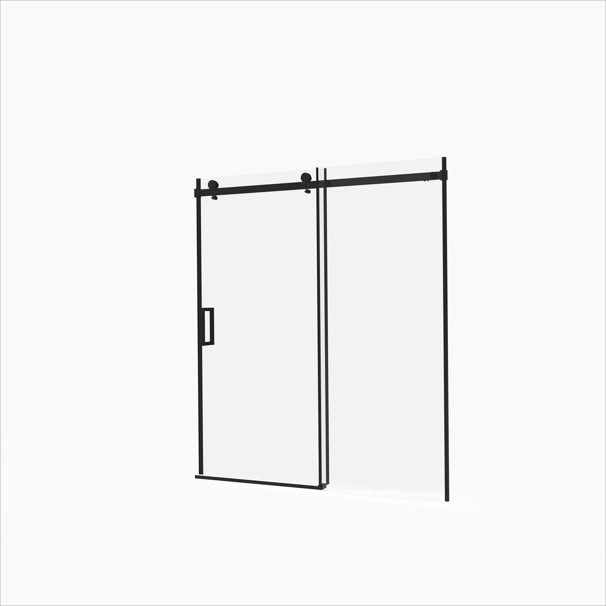Frameless Double Sliding Shower Door 56"-60"W x 72"H, 8mm Thick SGCC Clear Tempered Glass, Matte Black Finished - Luciddepot