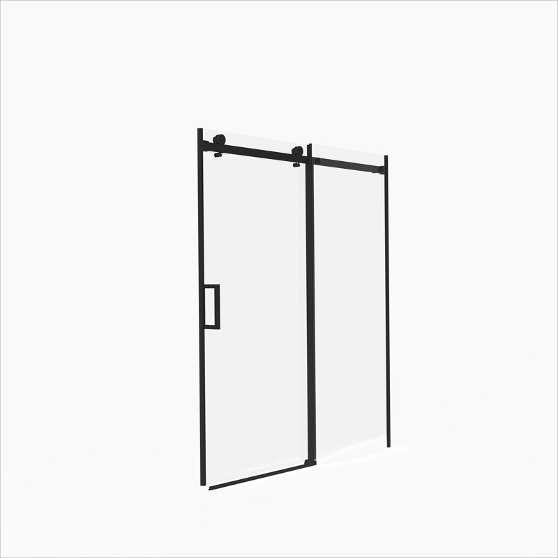 Frameless Double Sliding Shower Door 56"-60"W x 72"H, 8mm Thick SGCC Clear Tempered Glass, Matte Black Finished - Luciddepot