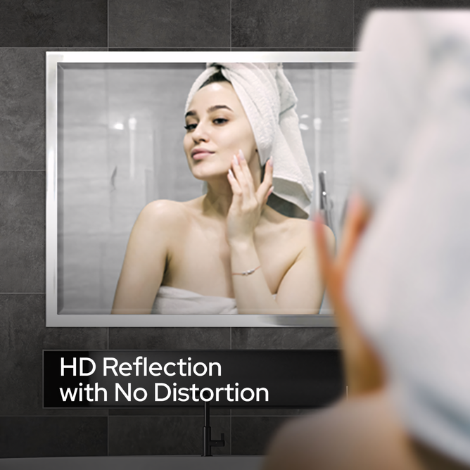 30 x 40  inches Brushed Nickel Bathroom Mirror – Stainless Steel Framed Rectangular Wall Mirror for Vanity, Over Sink Mirror, Bedroom, Living Room, Modern Elegant Design, Durable Construction - Luciddepo