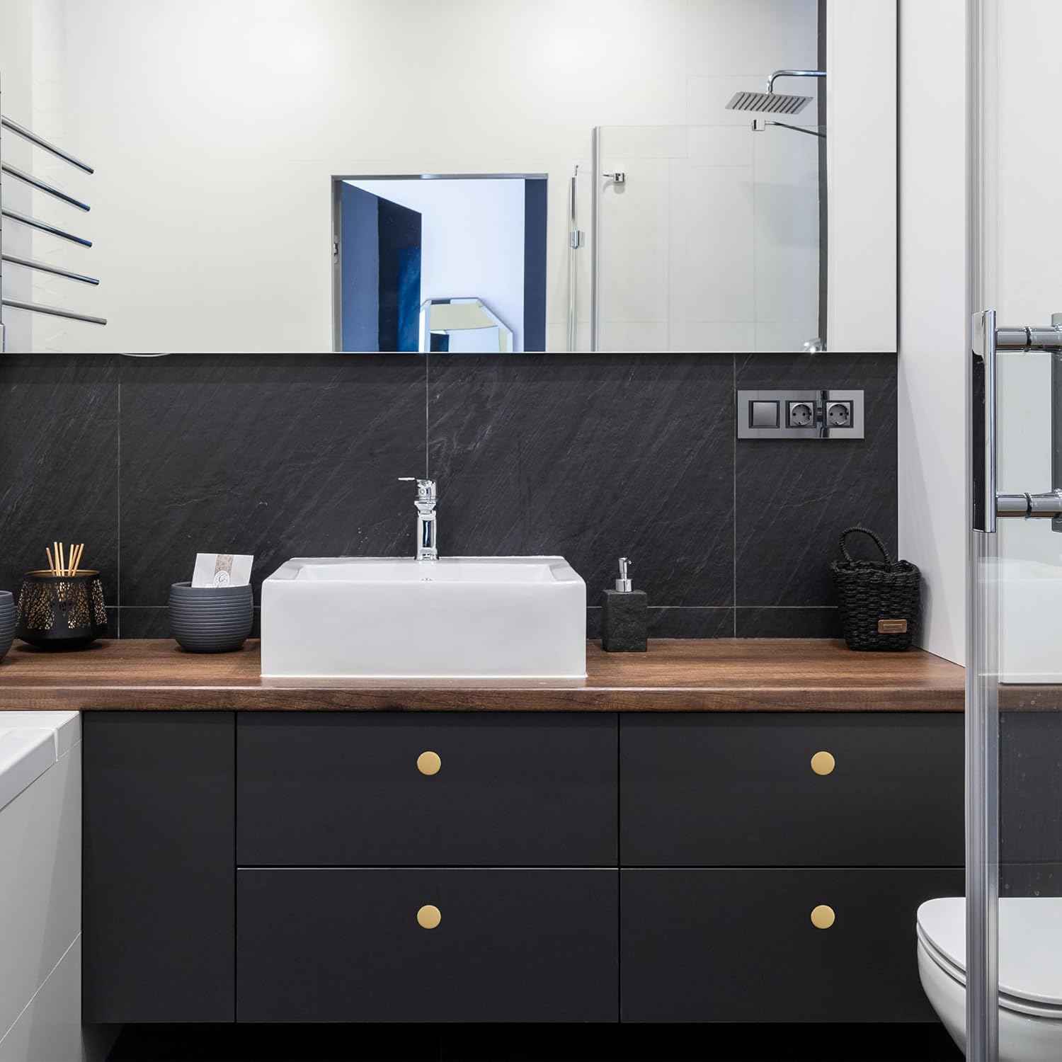 Gold Kitchen Cabinet Knobs, Solid Brass Knobs for Dresser Drawer, Minimalist Bathroom Cabinet Pulls, Modern Furniture Hardware, Brushed Finish (Semicircle/Round/Mushroom/Step) - Luciddepot