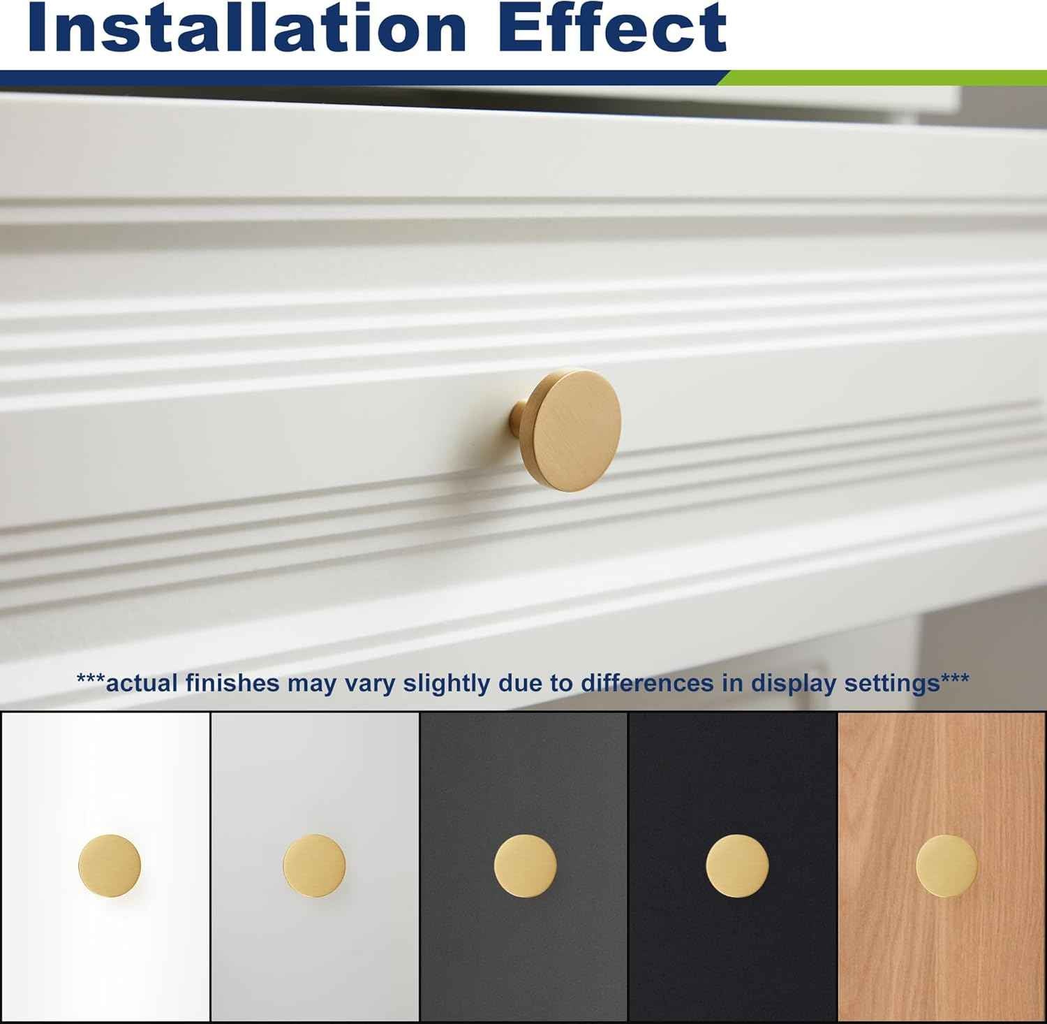 Gold Kitchen Cabinet Knobs, Solid Brass Knobs for Dresser Drawer, Minimalist Bathroom Cabinet Pulls, Modern Furniture Hardware, Brushed Finish (Semicircle/Round/Mushroom/Step) - Luciddepot