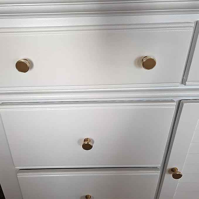 Gold Kitchen Cabinet Knobs, Solid Brass Knobs for Dresser Drawer, Minimalist Bathroom Cabinet Pulls, Modern Furniture Hardware, Brushed Finish (Semicircle/Round/Mushroom/Step) - Luciddepot