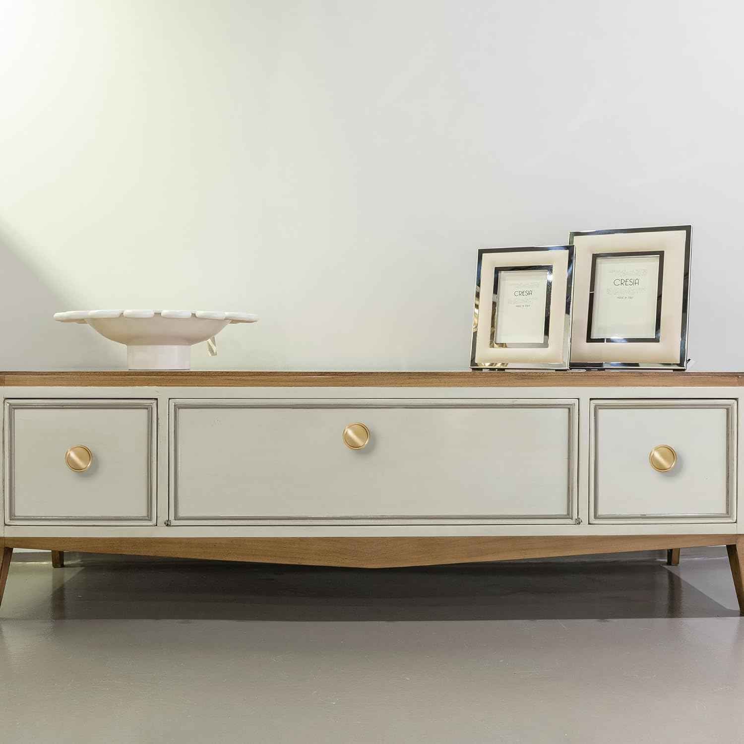 Gold Kitchen Cabinet Knobs, Solid Brass Knobs for Dresser Drawer, Minimalist Bathroom Cabinet Pulls, Modern Furniture Hardware, Brushed Finish (Semicircle/Round/Mushroom/Step) - Luciddepot