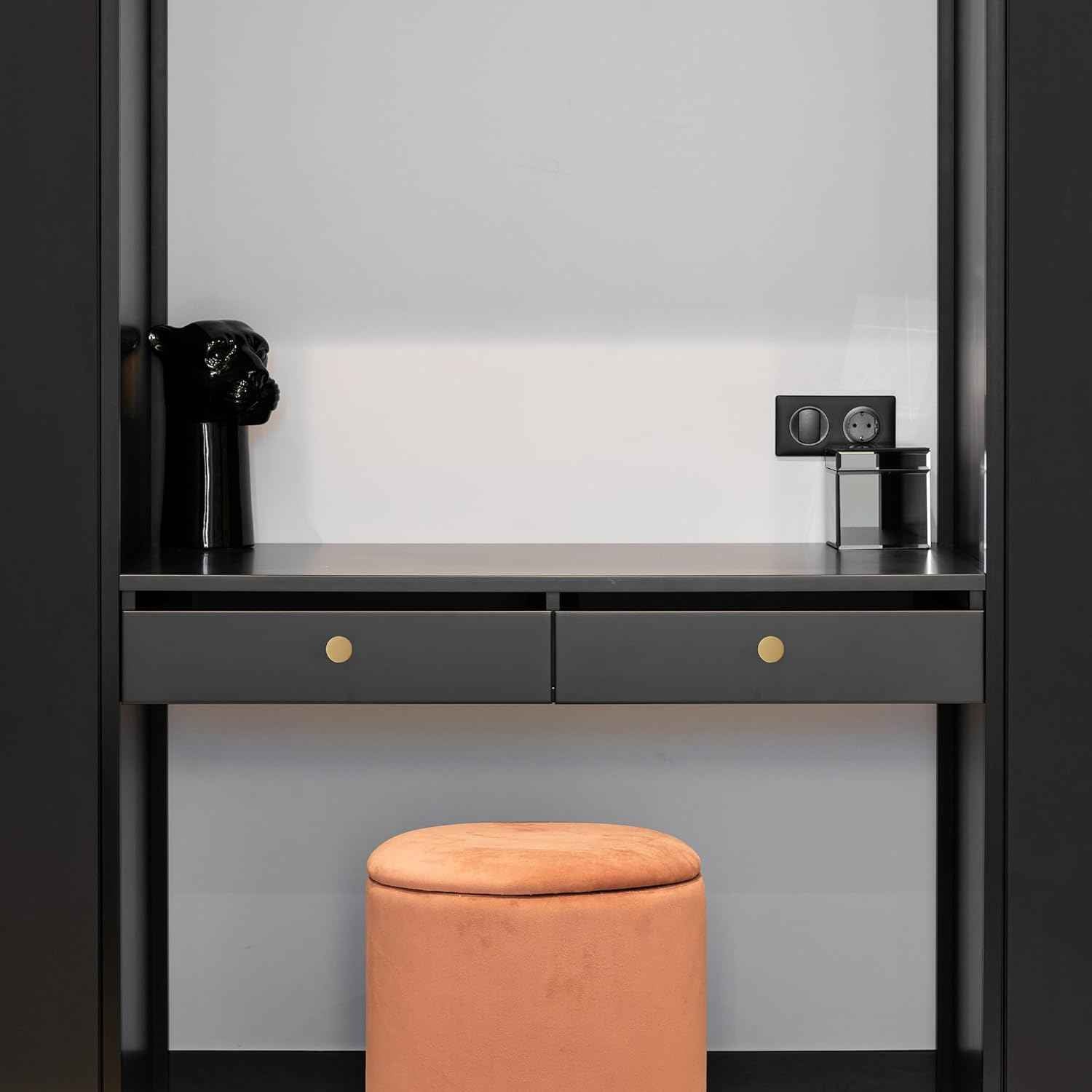 Gold Kitchen Cabinet Knobs, Solid Brass Knobs for Dresser Drawer, Minimalist Bathroom Cabinet Pulls, Modern Furniture Hardware, Brushed Finish (Semicircle/Round/Mushroom/Step) - Luciddepot