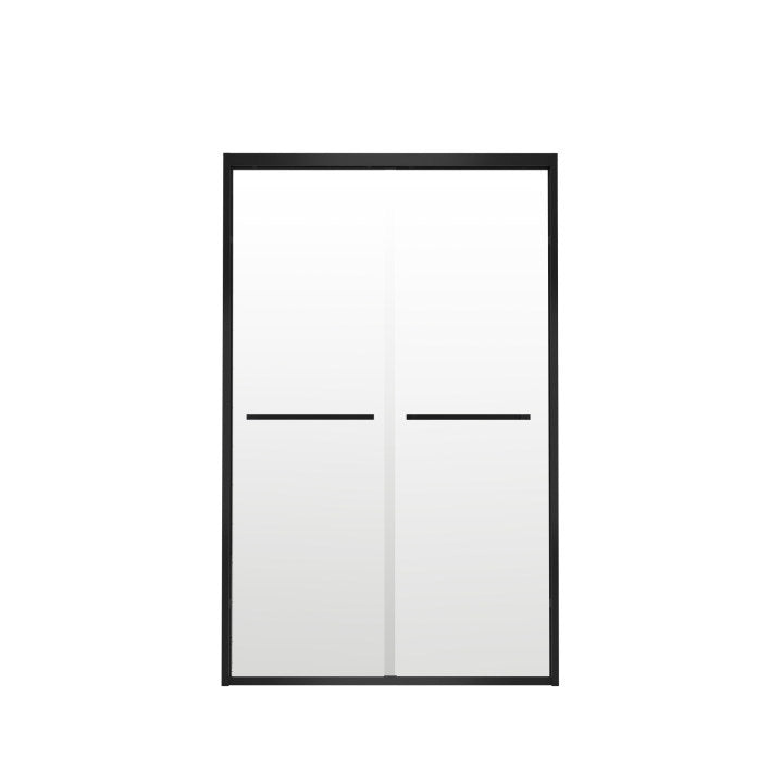 44–48 in. x 76 in. Double Sliding Shower Door, Matte Black Aluminum Frame with 6mm Clear Tempered Glass - Luciddepot