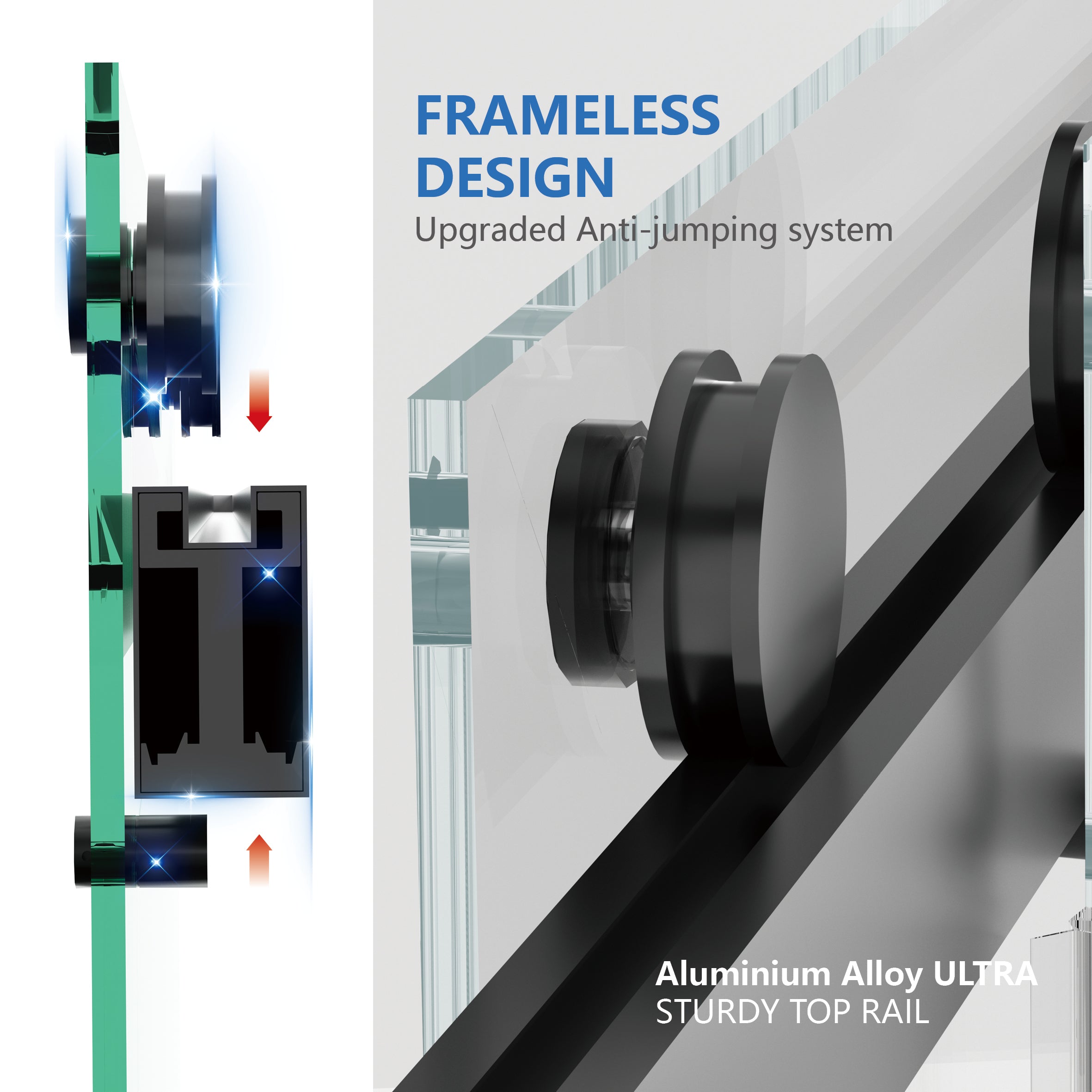 Frameless Double Sliding Shower Door 55"-59"W x 72"H, 8mm Thick SGCC Clear Premium Tempered Glass, Matte Black - Luciddepot