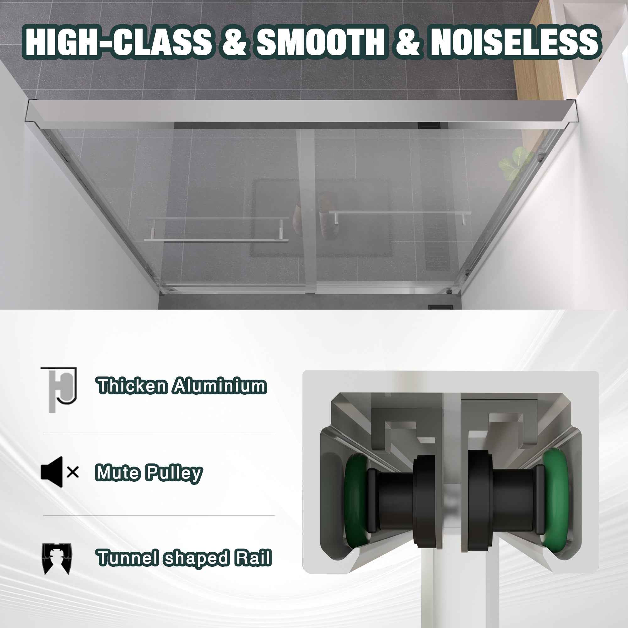 Aluminum Frame Double Sliding Shower Door 56"-60"W x 74"H, 6mm Thick SGCC Clear Tempered Glass, Chrome Finished - Luciddepot