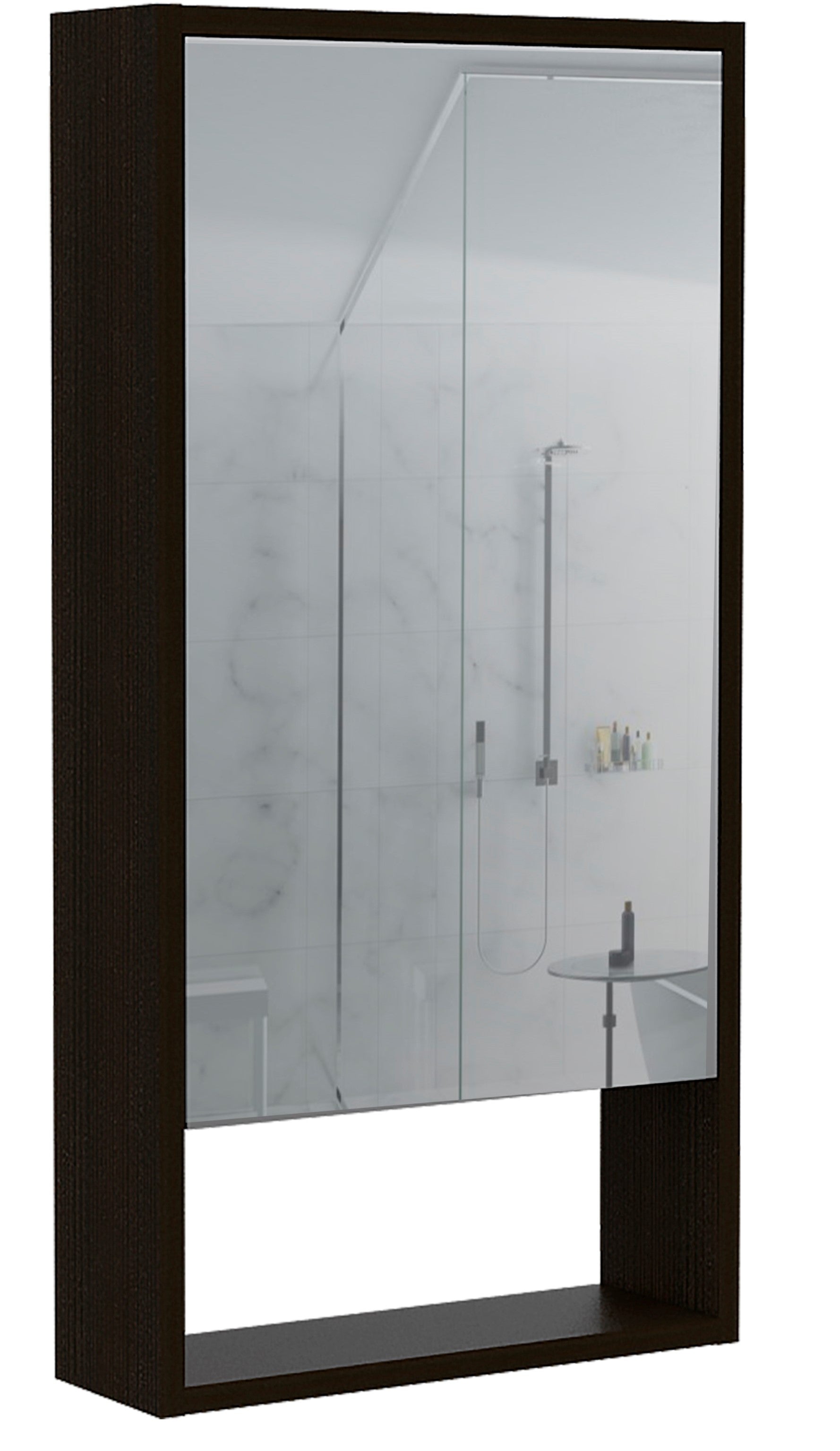 Palermo Medicine Single Door Cabinet, Two Interior Shelves, One External Shelf, Black - Luciddepo