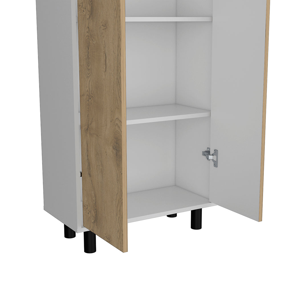 Kenner Multipurpose Storage Cabinet, 5-Tier Shelf, White / Macadamia - Luciddepo