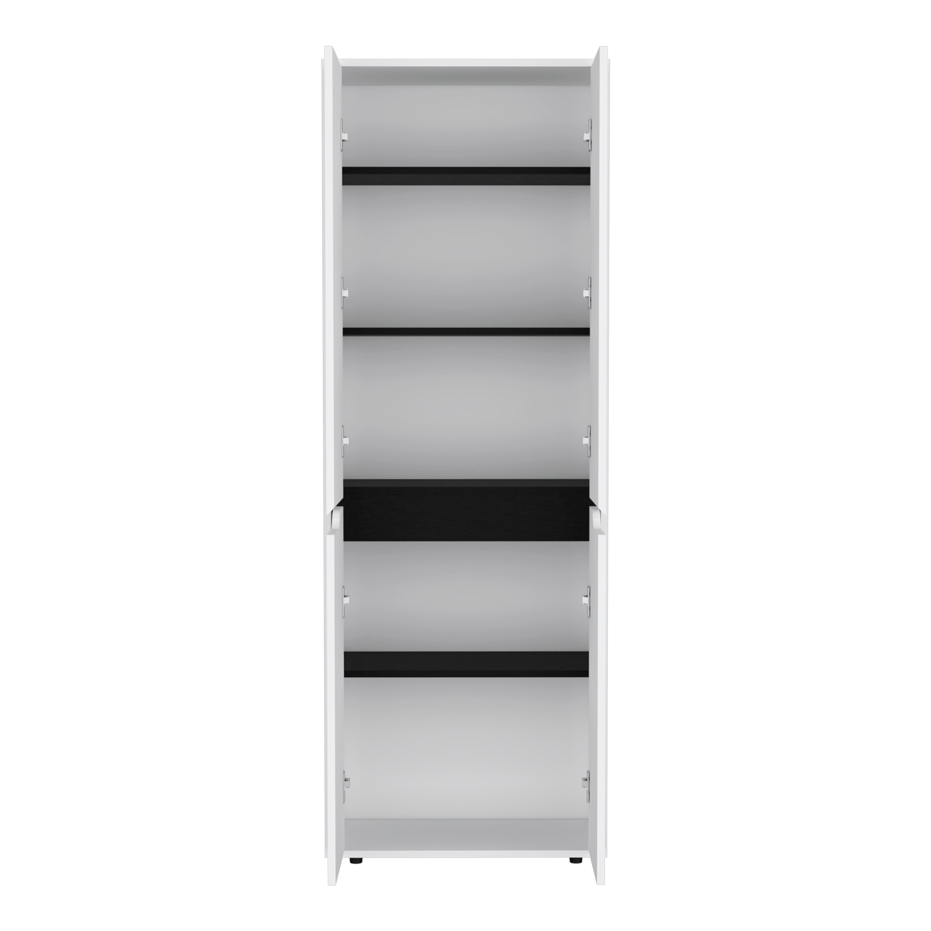 Atka 67"H Kitchen Storage Cabinet, with Four Doors and Five Interior Shelves,White/Black - Luciddepo